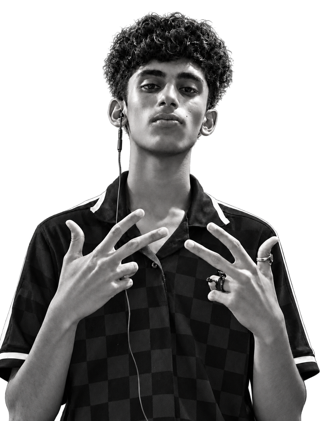 Black-and-white portrait of Swarit Sawarkar
